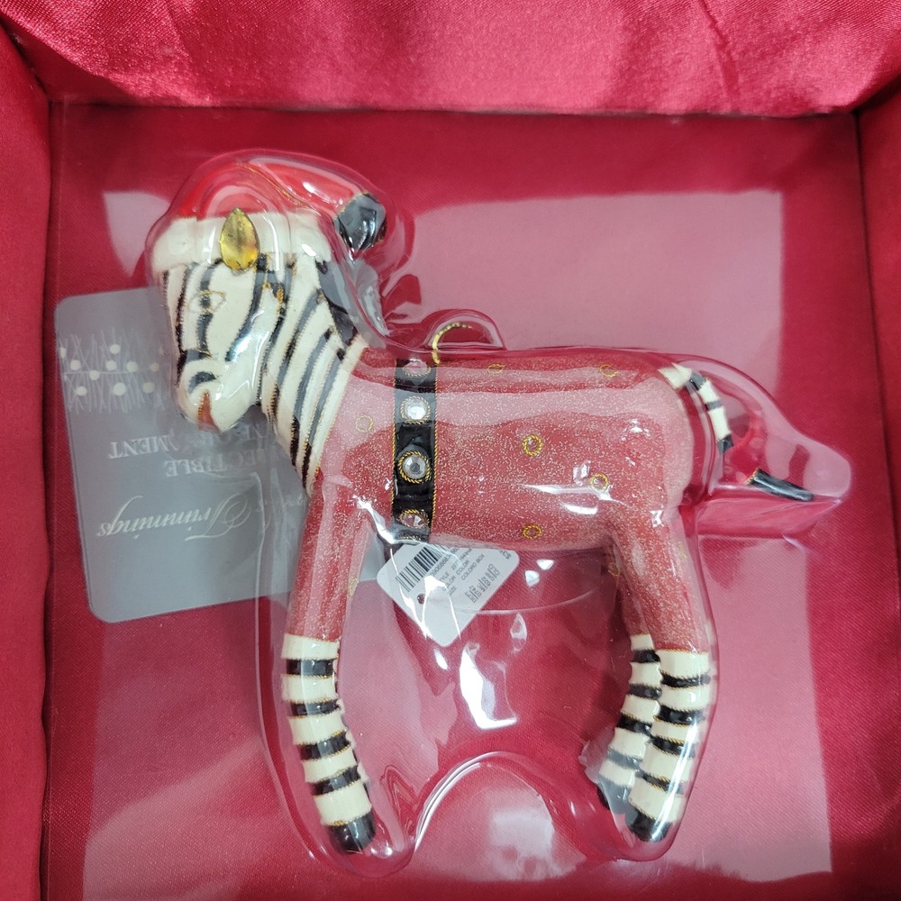 Kurt Adler Zebra With Santa Hat Christmas Ornament‎ New